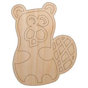 Silly Beaver Doodle Unfinished Wood Shape Piece Cutout for DIY Craft Projects