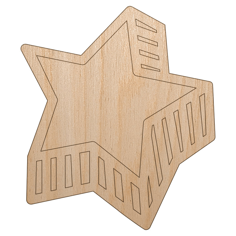Star with Shadow Excellent Doodle Unfinished Wood Shape Piece Cutout for DIY Craft Projects