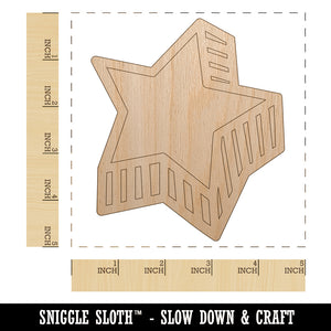 Star with Shadow Excellent Doodle Unfinished Wood Shape Piece Cutout for DIY Craft Projects