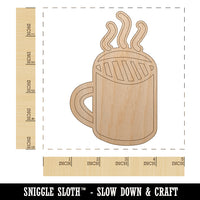 Steaming Coffee Mug Doodle Unfinished Wood Shape Piece Cutout for DIY Craft Projects