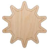 Sun Outline Unfinished Wood Shape Piece Cutout for DIY Craft Projects