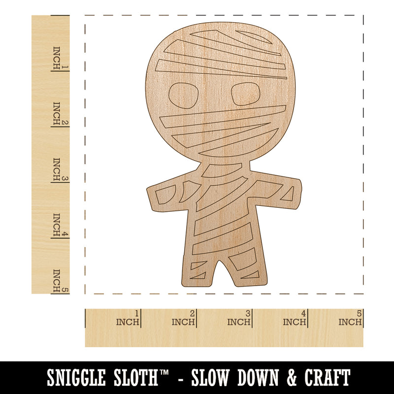 Wary Mummy Doodle Halloween  Unfinished Wood Shape Piece Cutout for DIY Craft Projects