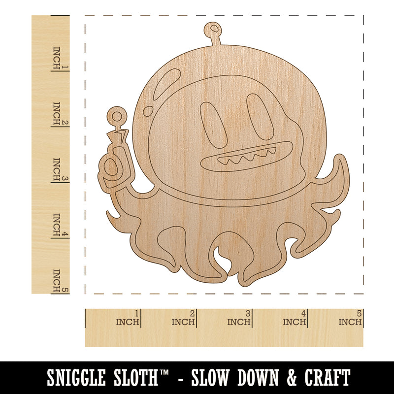 Alien Space Octopus Unfinished Wood Shape Piece Cutout for DIY Craft Projects