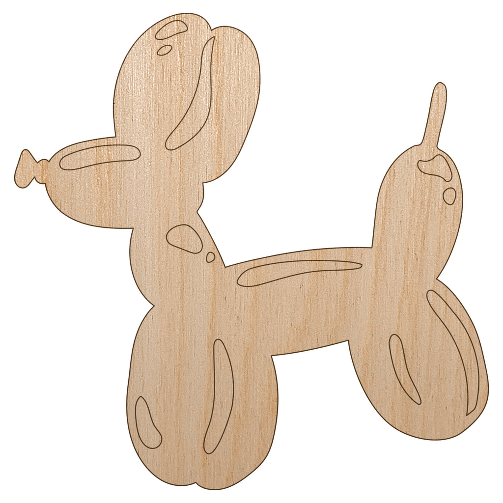 Balloon Animal Dog Unfinished Wood Shape Piece Cutout for DIY Craft Projects