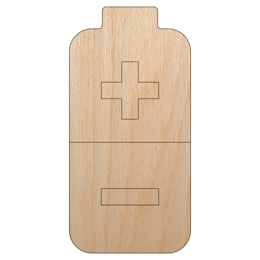 Battery Icon Unfinished Wood Shape Piece Cutout for DIY Craft Projects