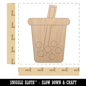 Boba Bubble Milk Tea Unfinished Wood Shape Piece Cutout for DIY Craft Projects