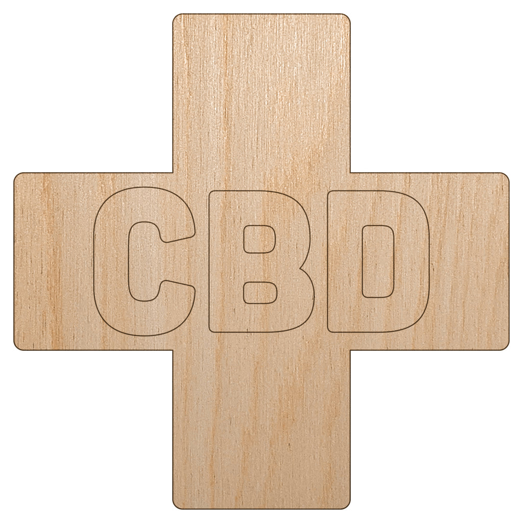 CBD Medicinal Marijuana Medical Cross Unfinished Wood Shape Piece Cutout for DIY Craft Projects
