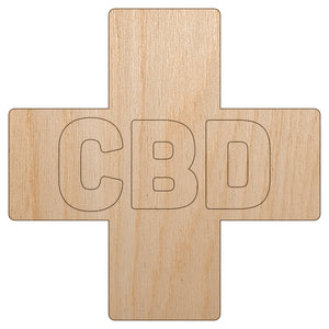 CBD Medicinal Marijuana Medical Cross Unfinished Wood Shape Piece Cutout for DIY Craft Projects