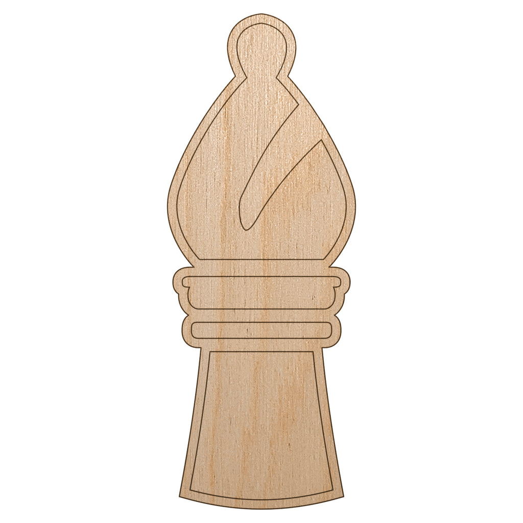 Chess Piece White Bishop Unfinished Wood Shape Piece Cutout for DIY Craft Projects