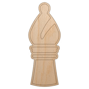Chess Piece White Bishop Unfinished Wood Shape Piece Cutout for DIY Craft Projects