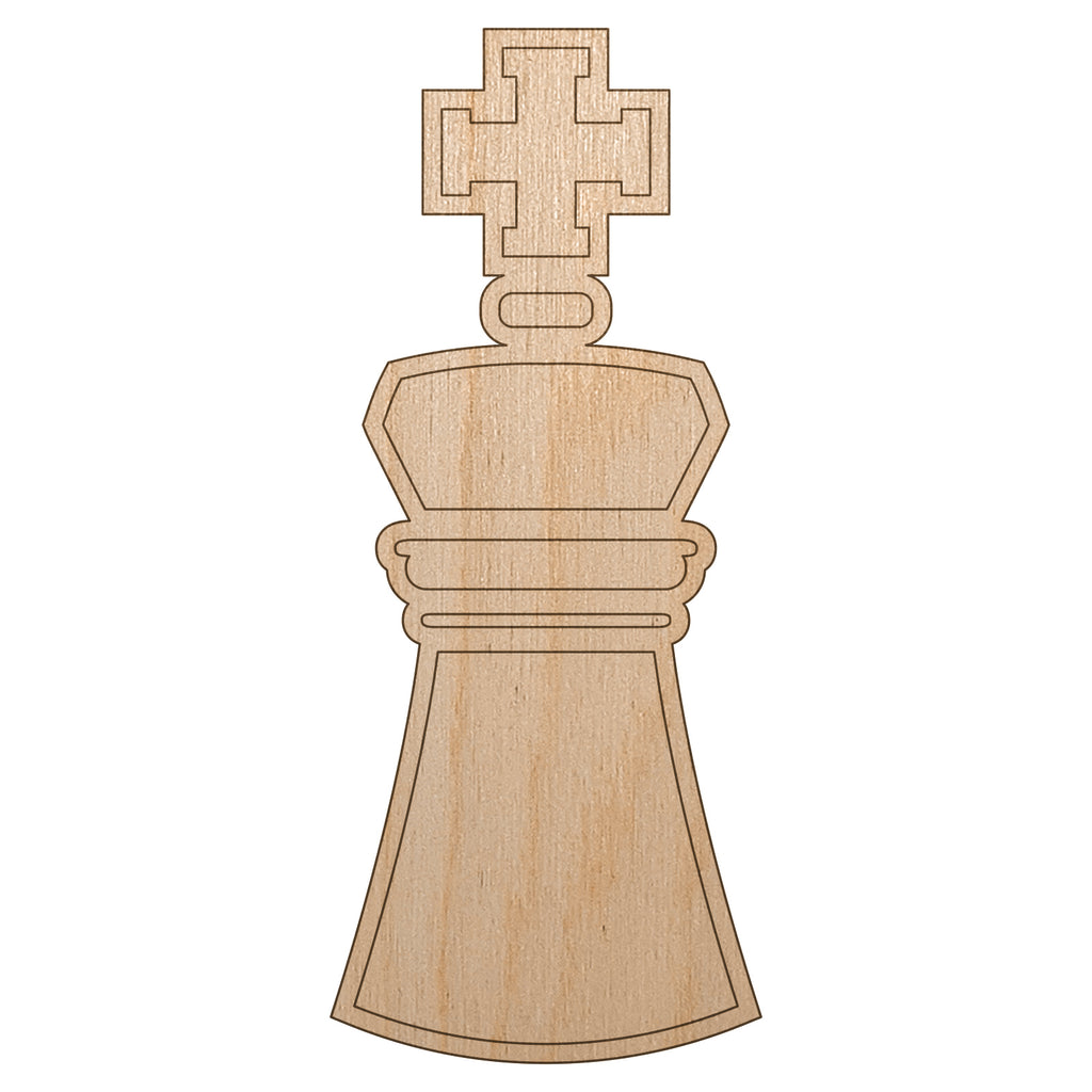 Chess Piece White King Unfinished Wood Shape Piece Cutout for DIY Craft Projects