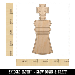 Chess Piece White King Unfinished Wood Shape Piece Cutout for DIY Craft Projects