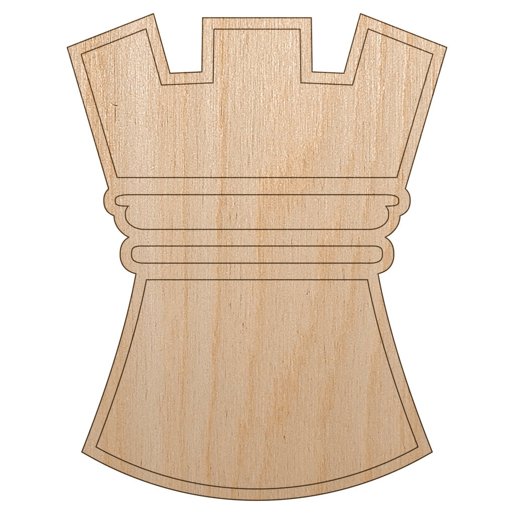 Chess Piece White Rook Unfinished Wood Shape Piece Cutout for DIY Craft Projects