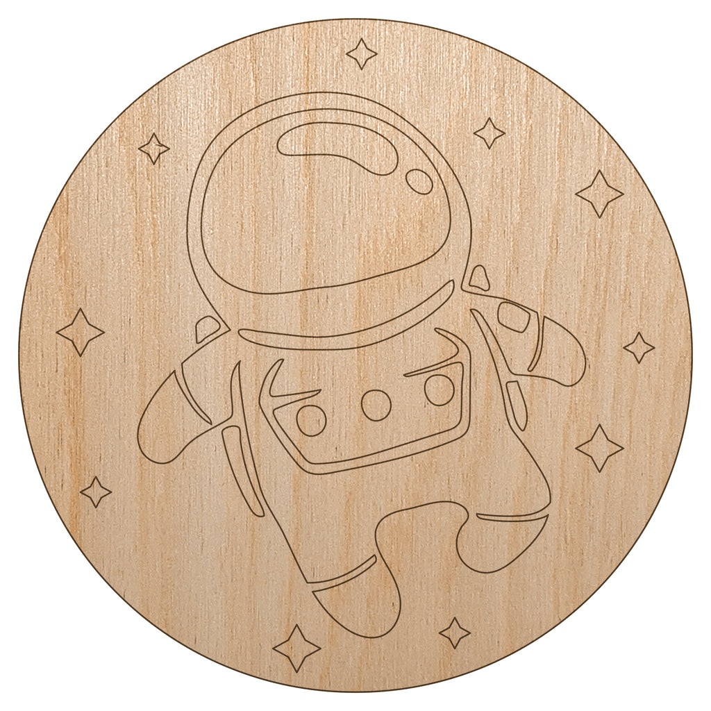 Cute Astronaut in Space with Stars Unfinished Wood Shape Piece Cutout for DIY Craft Projects