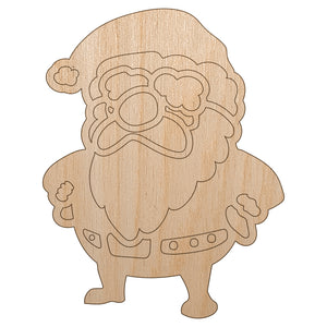 Cute Chibi Santa Claus Christmas Unfinished Wood Shape Piece Cutout for DIY Craft Projects