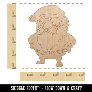 Cute Chibi Santa Claus Christmas Unfinished Wood Shape Piece Cutout for DIY Craft Projects