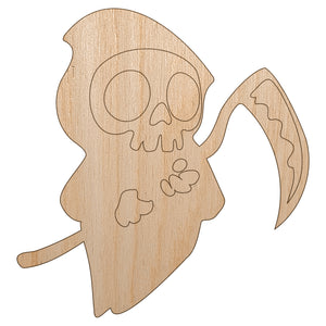 Cute Grim Reaper Death Halloween Unfinished Wood Shape Piece Cutout for DIY Craft Projects