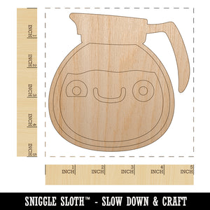 Cute Kawaii Caffeinated Coffee Pot Unfinished Wood Shape Piece Cutout for DIY Craft Projects