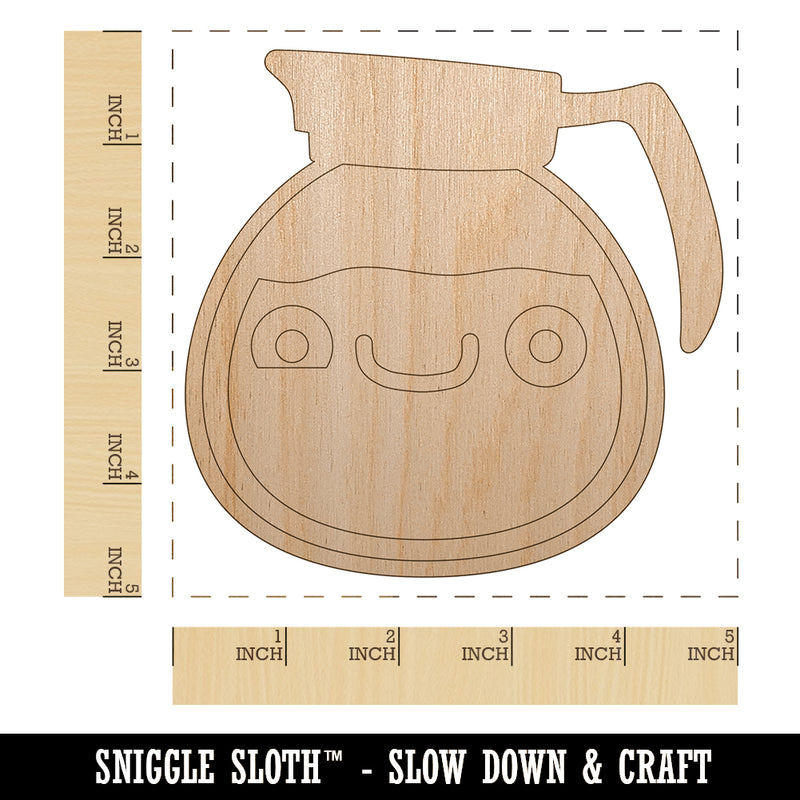 Cute Kawaii Caffeinated Coffee Pot Unfinished Wood Shape Piece Cutout for DIY Craft Projects