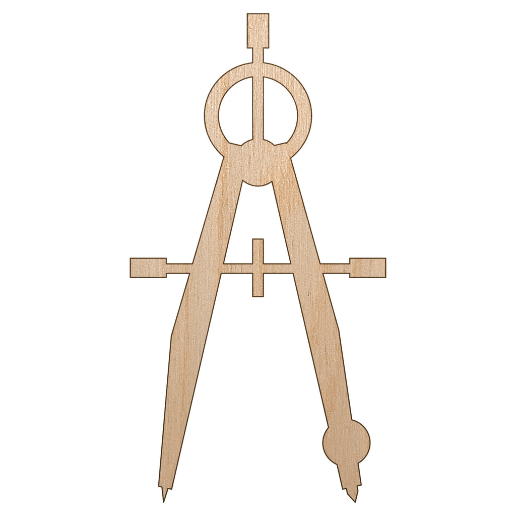 Drafting Geometric Compass Mechanical Engineer Unfinished Wood Shape Piece Cutout for DIY Craft Projects