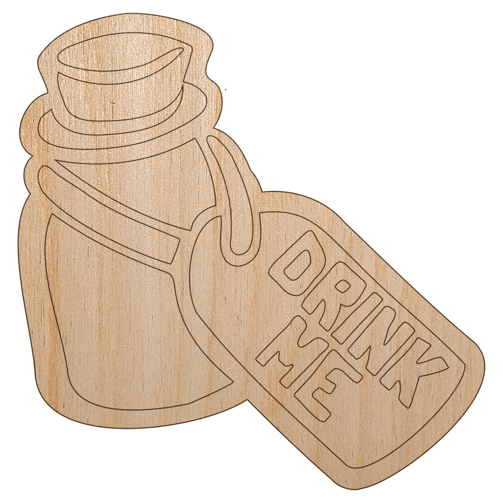 Drink Me Potion Bottle from Alice In Wonderland Unfinished Wood Shape Piece Cutout for DIY Craft Projects