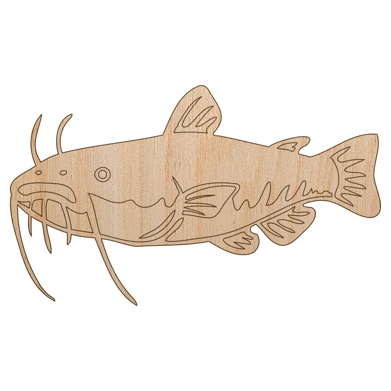 Freshwater Catfish Fish Fishing Unfinished Wood Shape Piece Cutout for DIY Craft Projects