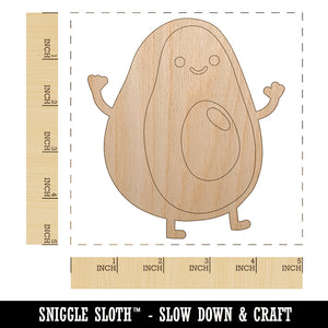 Friendly Avocado Buddy Unfinished Wood Shape Piece Cutout for DIY Craft Projects