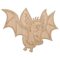 Fuzzy Little Cartoon Bat Halloween Unfinished Wood Shape Piece Cutout for DIY Craft Projects