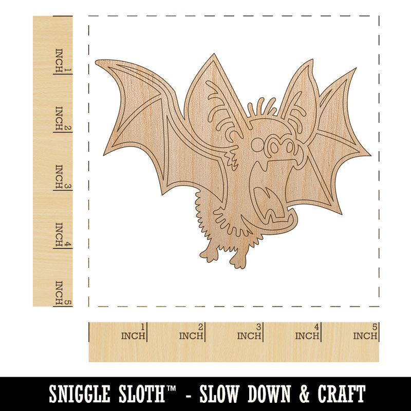 Fuzzy Little Cartoon Bat Halloween Unfinished Wood Shape Piece Cutout for DIY Craft Projects