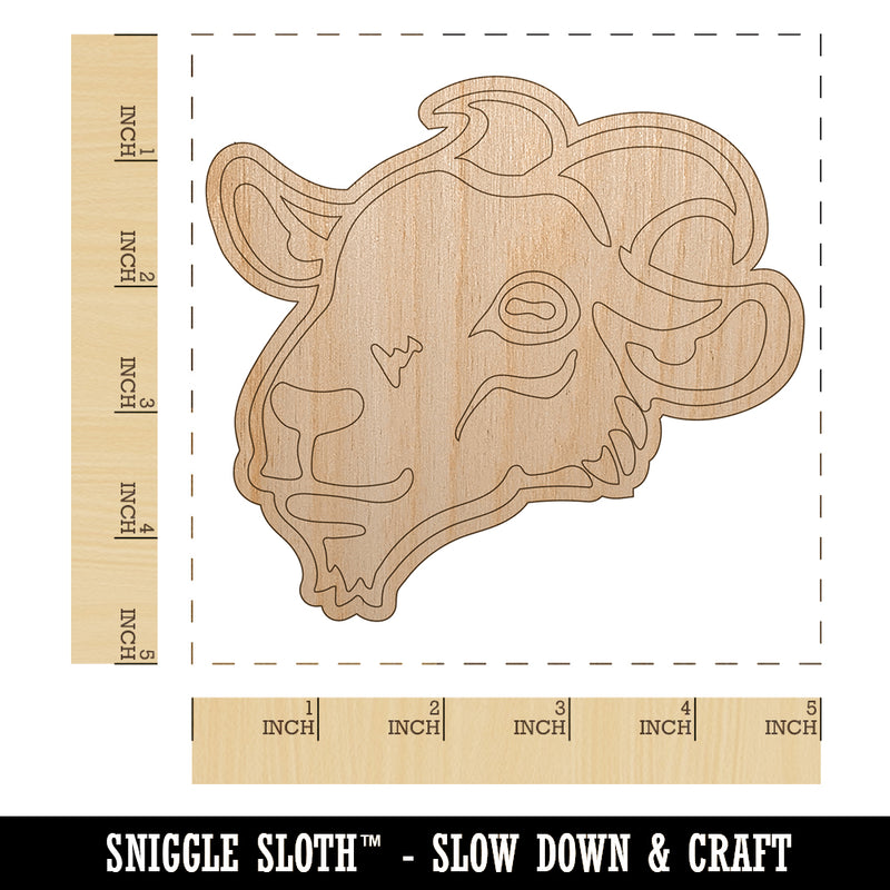 Goat Head Unfinished Wood Shape Piece Cutout for DIY Craft Projects
