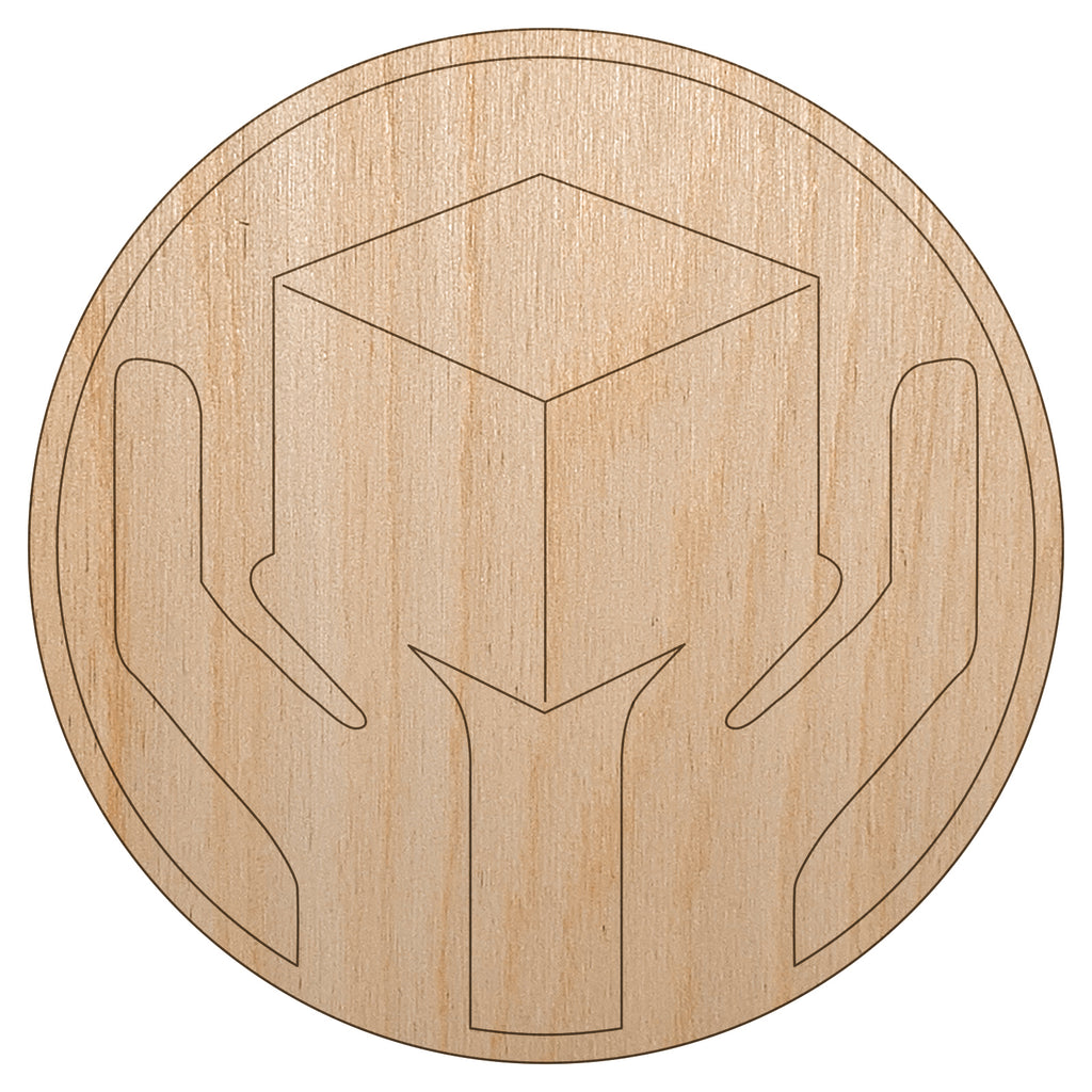 Handle with Care Box Symbol Icon Unfinished Wood Shape Piece Cutout for DIY Craft Projects