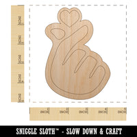 Heart Fingers Gesture of Love Unfinished Wood Shape Piece Cutout for DIY Craft Projects