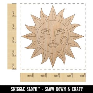 Heraldic Sun Face Unfinished Wood Shape Piece Cutout for DIY Craft Projects