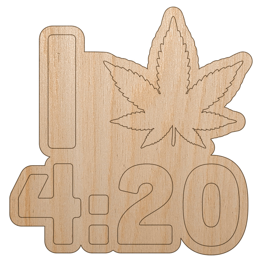 I Love 420 Marijuana Circle Unfinished Wood Shape Piece Cutout for DIY Craft Projects