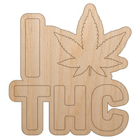 I Love THC Marijuana Circle Unfinished Wood Shape Piece Cutout for DIY Craft Projects