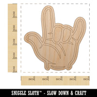 I Love You Hand Sign Language Unfinished Wood Shape Piece Cutout for DIY Craft Projects