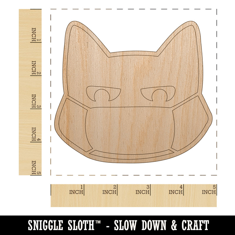 Judgmental Cat Wearing Mask Unfinished Wood Shape Piece Cutout for DIY Craft Projects