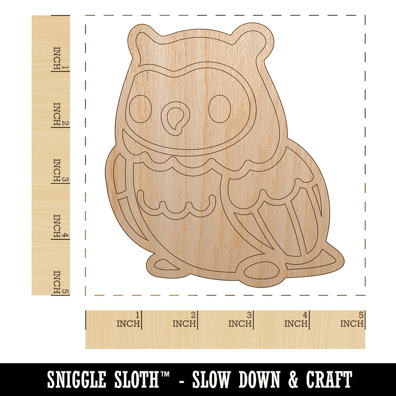 Kawaii Cute Owl Bird Unfinished Wood Shape Piece Cutout for DIY Craft Projects