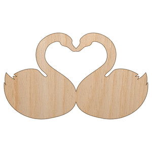 Kissing Swans Forming a Heart Unfinished Wood Shape Piece Cutout for DIY Craft Projects