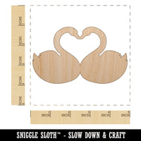 Kissing Swans Forming a Heart Unfinished Wood Shape Piece Cutout for DIY Craft Projects