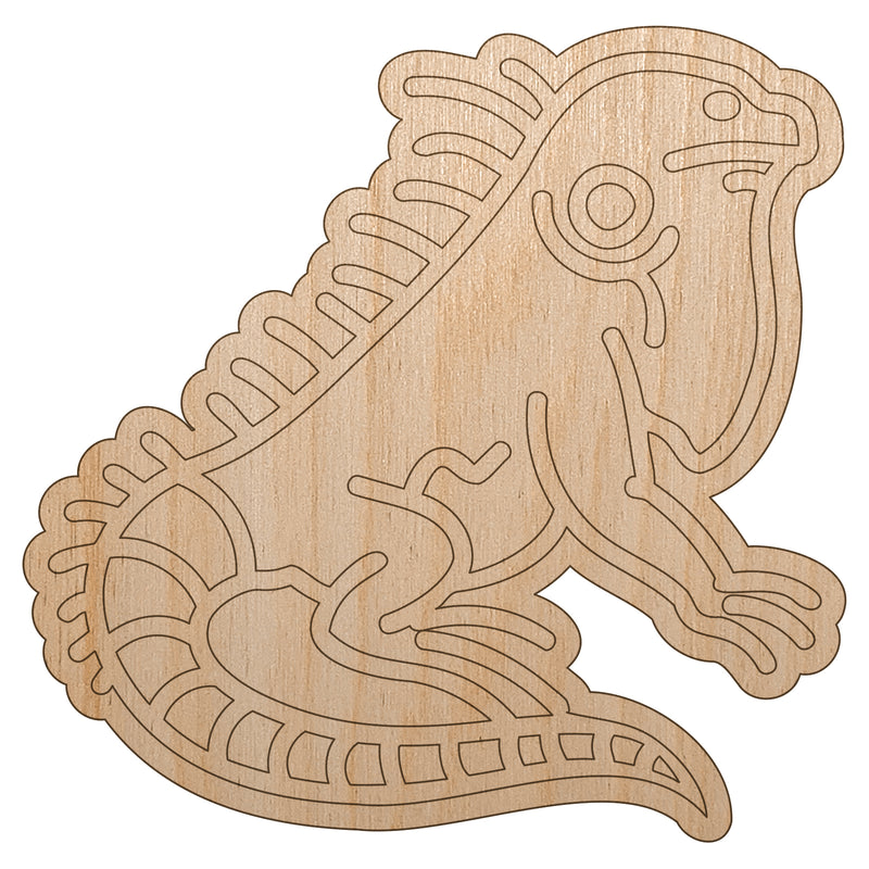 Lounging Lizard Iguana Unfinished Wood Shape Piece Cutout for DIY Craft Projects