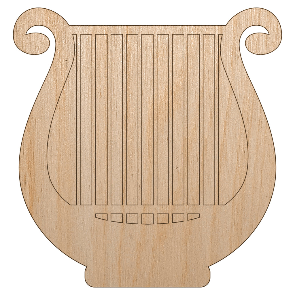 Lyre Harp Musical Instrument Unfinished Wood Shape Piece Cutout for DIY Craft Projects