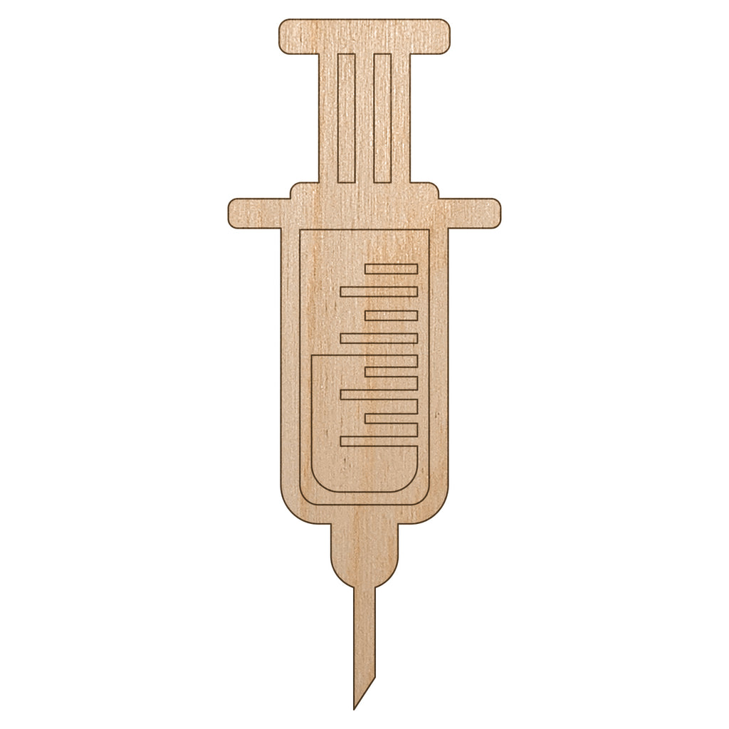 Medical Syringe Unfinished Wood Shape Piece Cutout for DIY Craft Projects