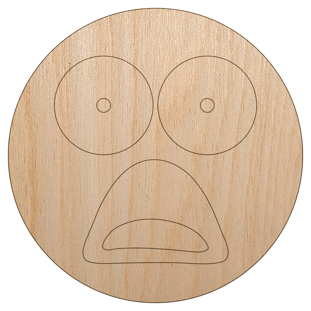 Mouth Agape Shocked Face Unfinished Wood Shape Piece Cutout for DIY Craft Projects