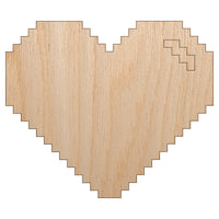 Pixel Digital Filled Heart Gaming Life Unfinished Wood Shape Piece Cutout for DIY Craft Projects