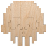 Pixel Digital Skull Unfinished Wood Shape Piece Cutout for DIY Craft Projects