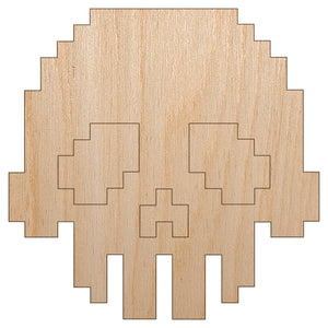 Pixel Digital Skull Unfinished Wood Shape Piece Cutout for DIY Craft Projects