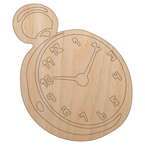 Pocket Watch Unfinished Wood Shape Piece Cutout for DIY Craft Projects