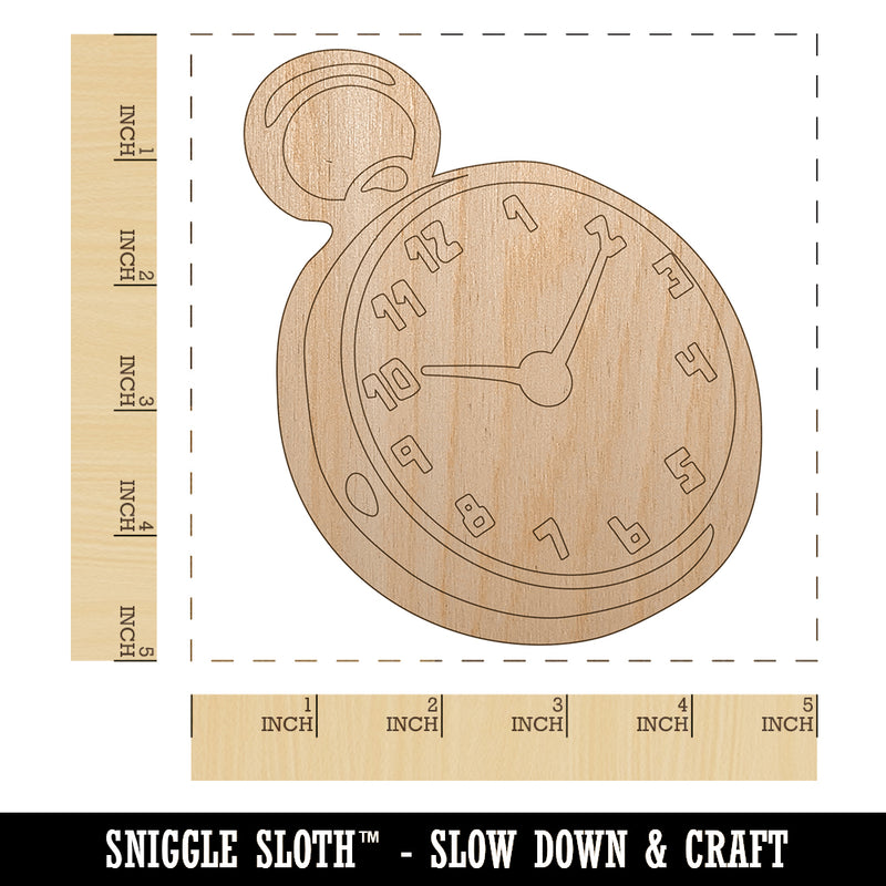 Pocket Watch Unfinished Wood Shape Piece Cutout for DIY Craft Projects