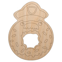 Police Officer Donut Unfinished Wood Shape Piece Cutout for DIY Craft Projects